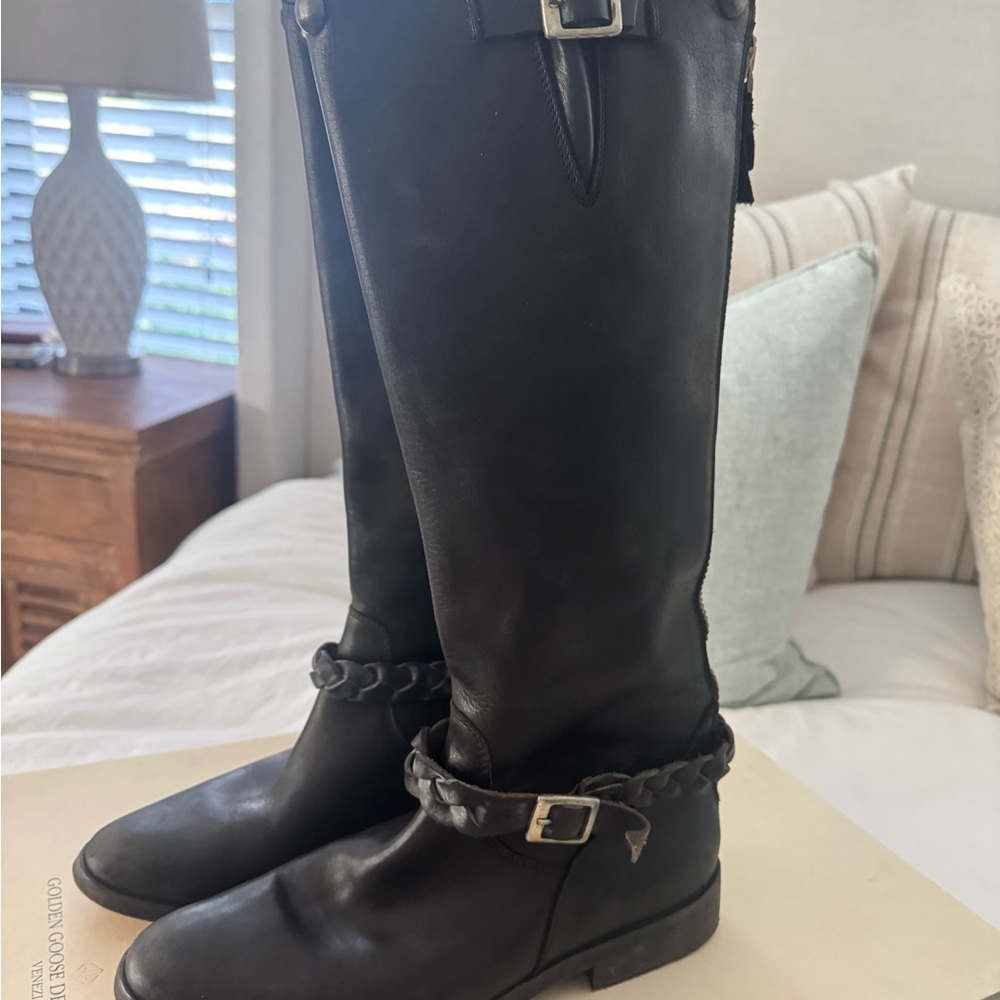 Black Leather Riding Boots